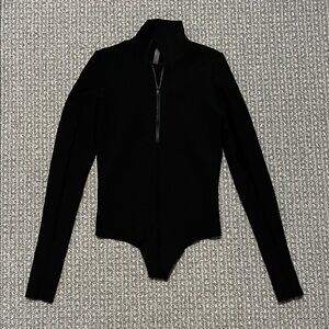 Commando Scuba Material Long Sleeve Bodysuit in Black